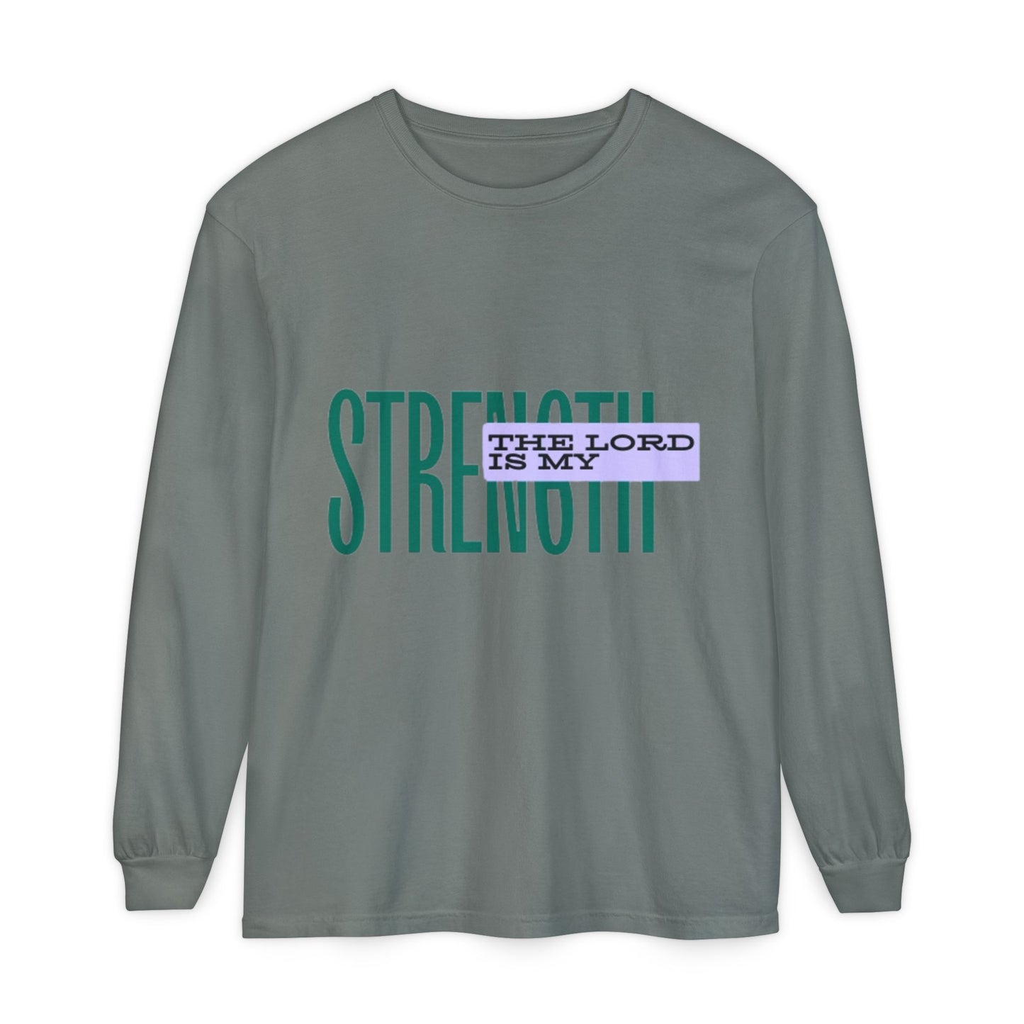 Strength Long Sleeve Tee — "The Lord Is My Strength" Christian Faith Shirt