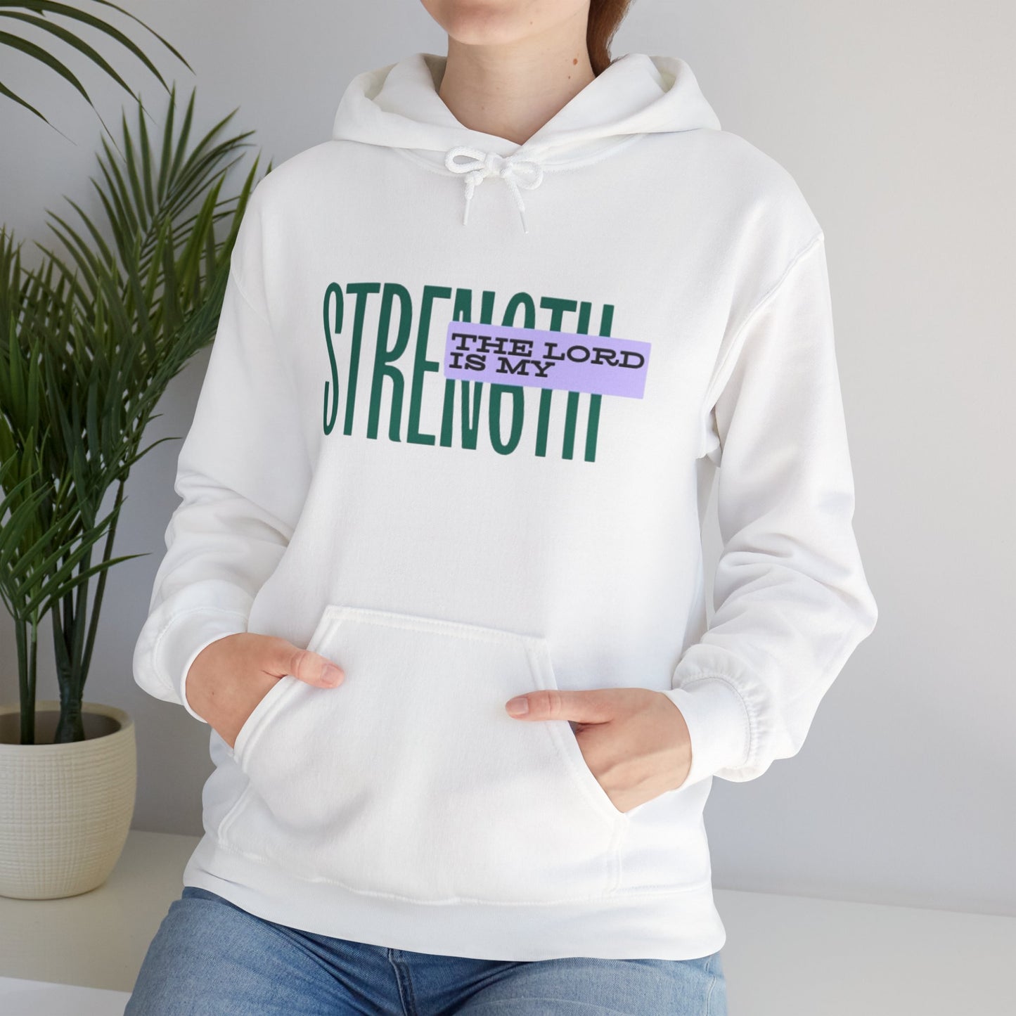 Strength Hoodie — “The Lord Is My Strength” Christian Faith Pullover