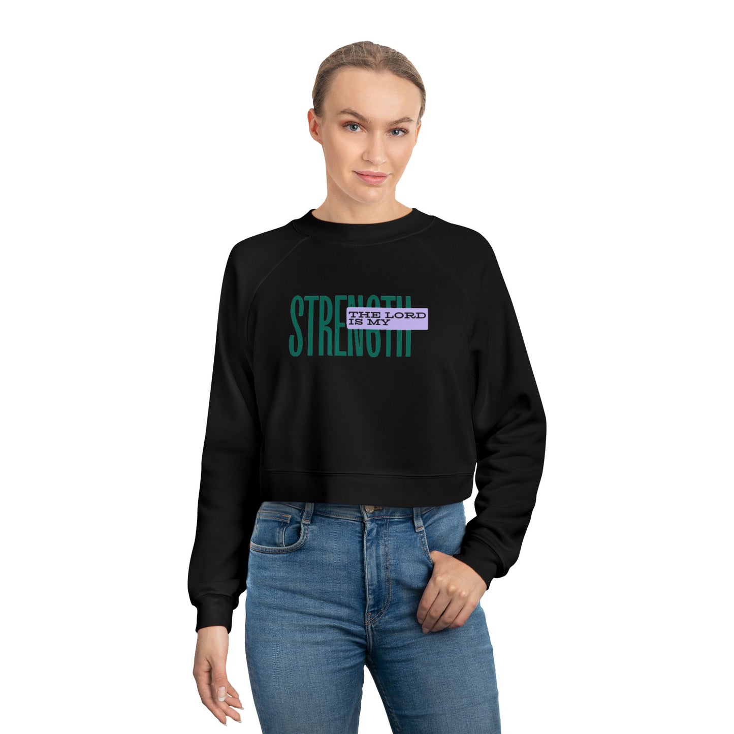 Cropped Pullover — Strength Graphic Fleece Sweatshirt