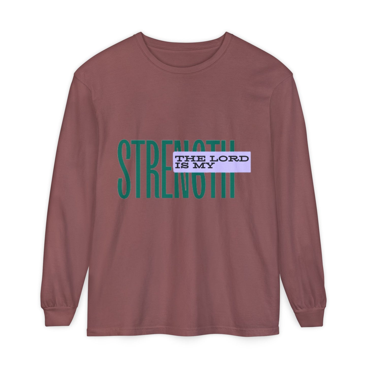 Strength Long Sleeve Tee — "The Lord Is My Strength" Christian Faith Shirt