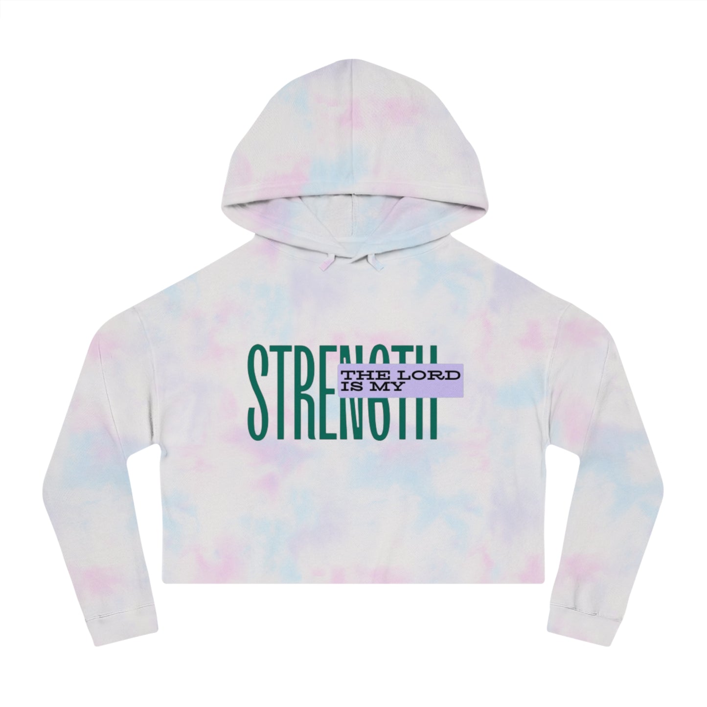 Cropped Hoodie — "The Lord Is My Strength" Christian Faith Graphic