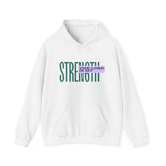 Strength Hoodie — “The Lord Is My Strength” Christian Faith Pullover