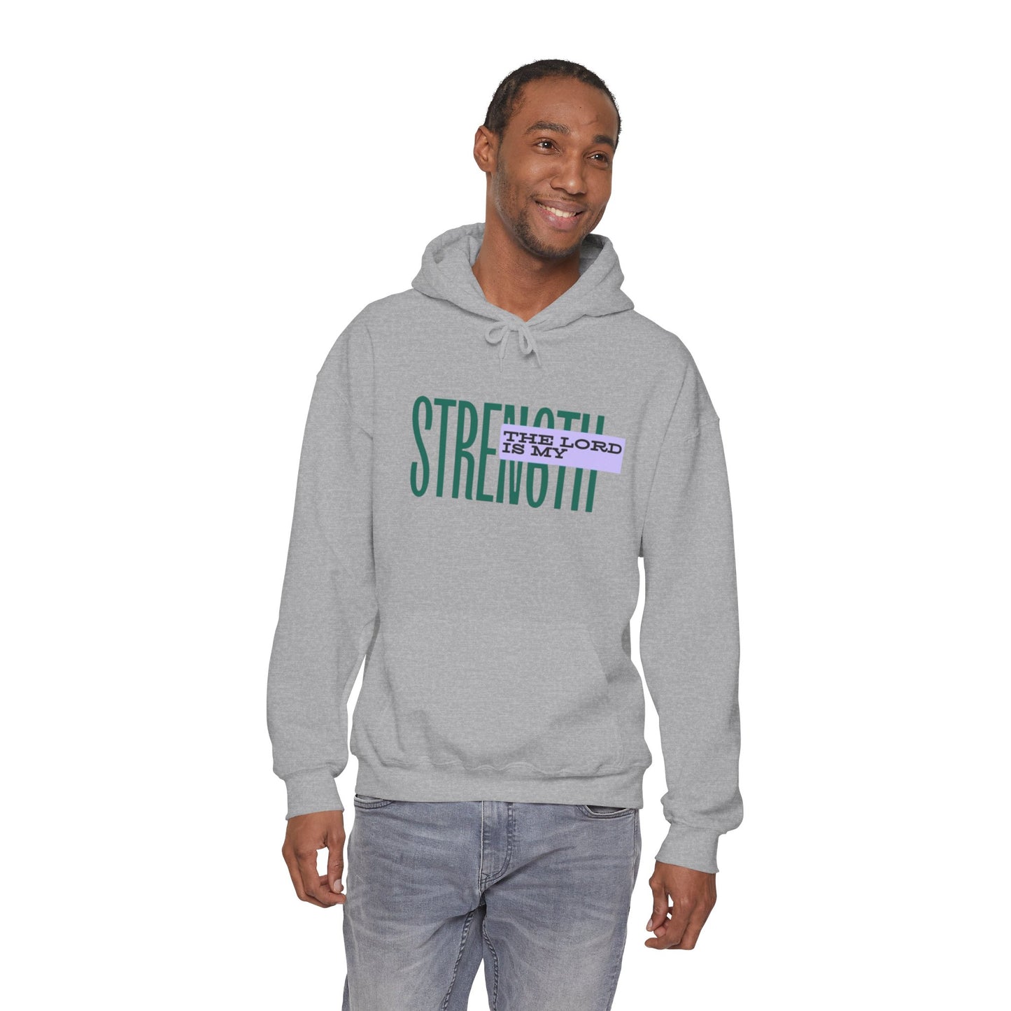 Strength Hoodie — “The Lord Is My Strength” Christian Faith Pullover