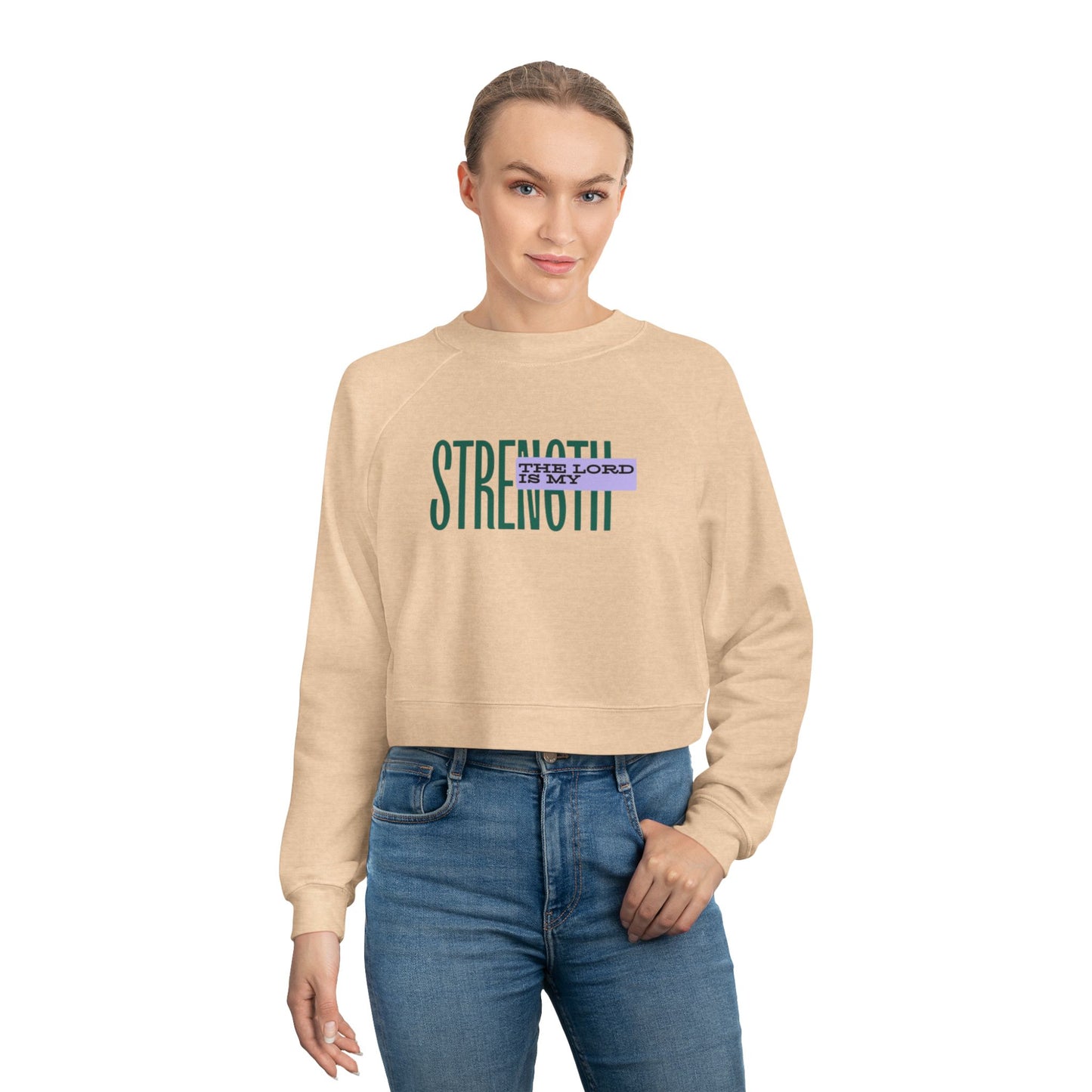 Cropped Pullover — Strength Graphic Fleece Sweatshirt